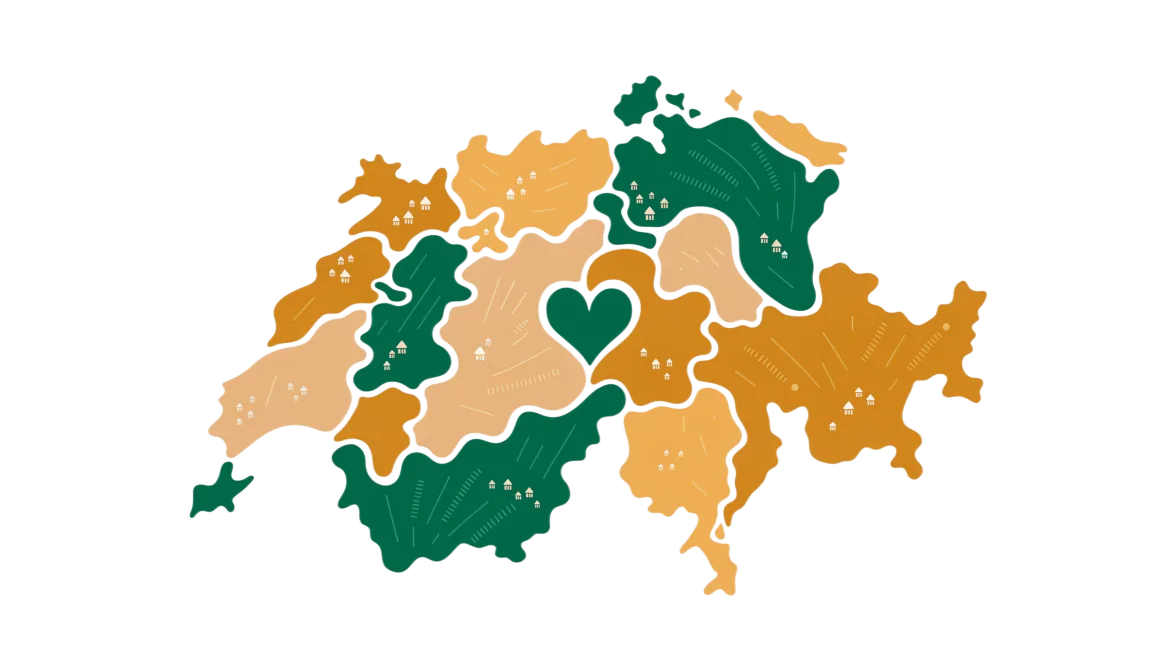 Karte der Schweiz mit ihren Kantonen